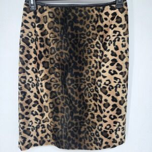 Luisa Spagnoli Italy Leopard Print Lined Pencil Skirt 42 Medium